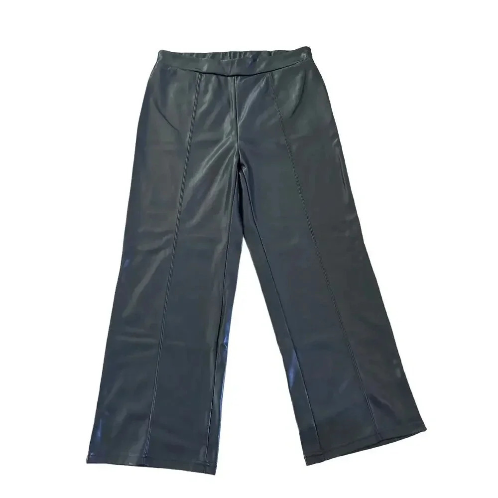 Bagatelle Women's Black Wide Leg faux leather Pant Size Medium